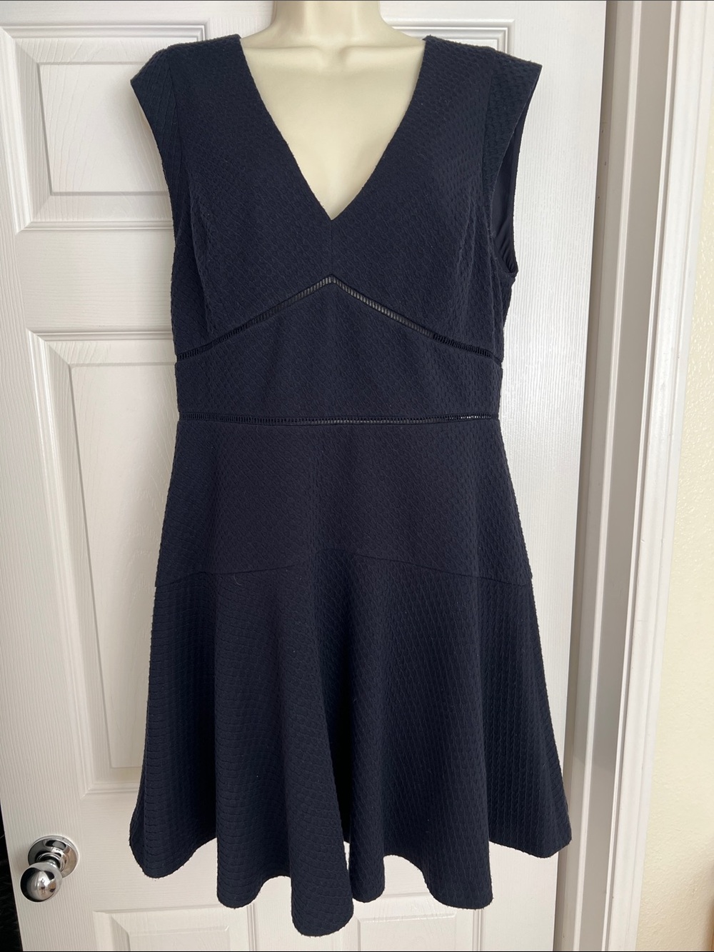 Rebecca Taylor Sleeveless V-Neck Blue Fit & Flare Dress